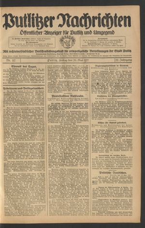 Putlitzer Nachrichten vom 20.05.1927