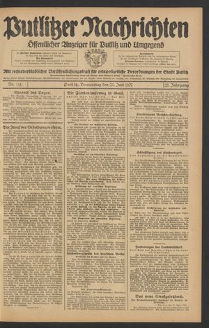 Putlitzer Nachrichten vom 23.06.1927
