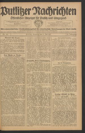 Putlitzer Nachrichten vom 17.07.1927