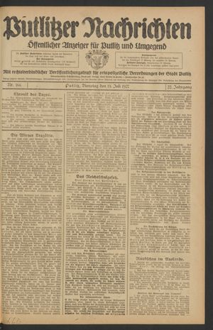 Putlitzer Nachrichten vom 19.07.1927