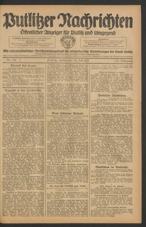 Putlitzer Nachrichten on Jul 29, 1927