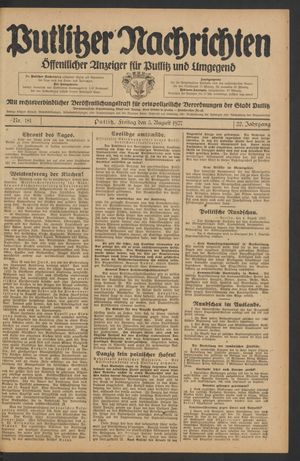 Putlitzer Nachrichten on Aug 5, 1927