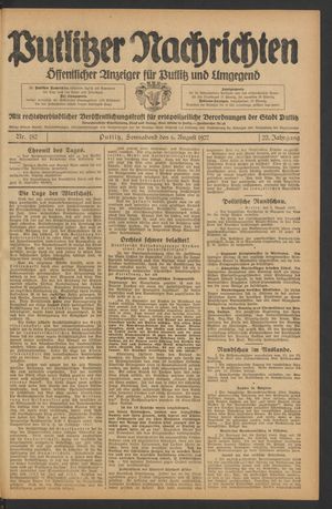 Putlitzer Nachrichten vom 06.08.1927