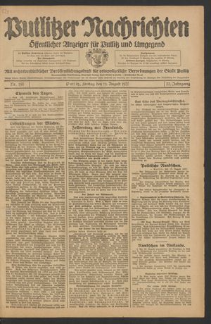 Putlitzer Nachrichten vom 19.08.1927