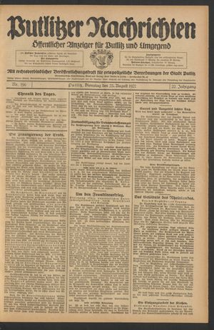Putlitzer Nachrichten on Aug 23, 1927