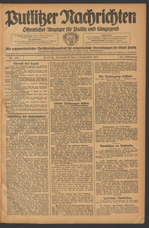 Putlitzer Nachrichten vom 03.09.1927