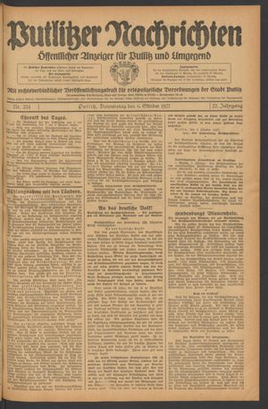 Putlitzer Nachrichten vom 06.10.1927