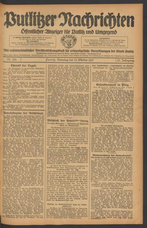 Putlitzer Nachrichten on Oct 18, 1927