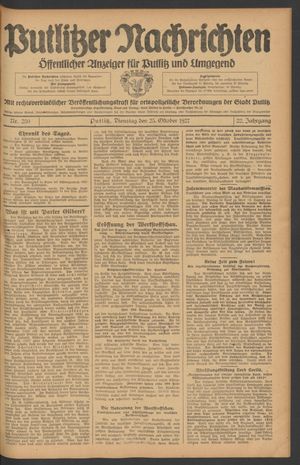 Putlitzer Nachrichten vom 25.10.1927