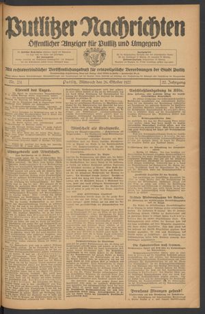 Putlitzer Nachrichten vom 26.10.1927