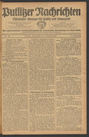 Putlitzer Nachrichten vom 17.12.1927