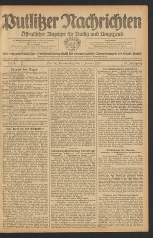 Putlitzer Nachrichten vom 05.01.1928