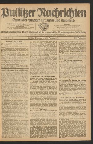 Putlitzer Nachrichten vom 10.01.1928