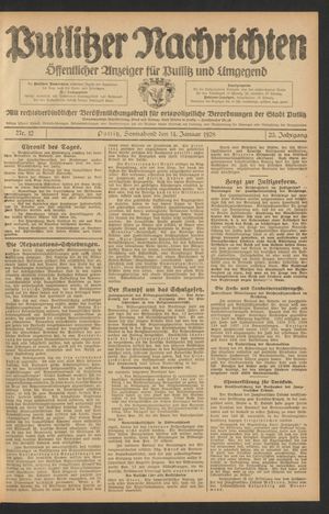 Putlitzer Nachrichten vom 14.01.1928