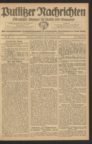 Putlitzer Nachrichten vom 21.01.1928