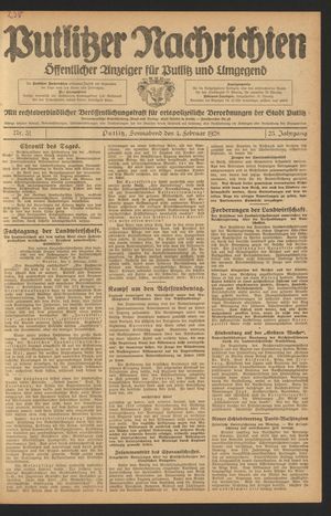 Putlitzer Nachrichten on Feb 4, 1928