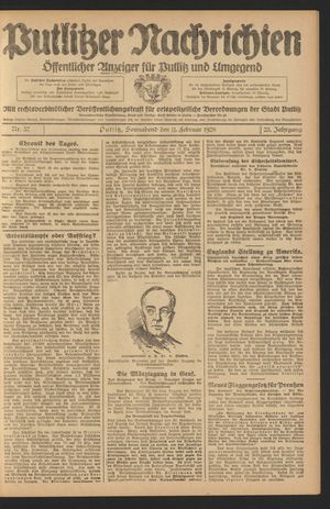 Putlitzer Nachrichten on Feb 11, 1928