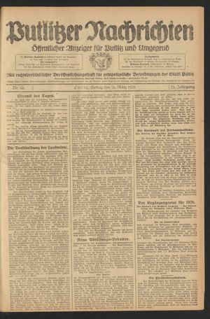 Putlitzer Nachrichten vom 16.03.1928