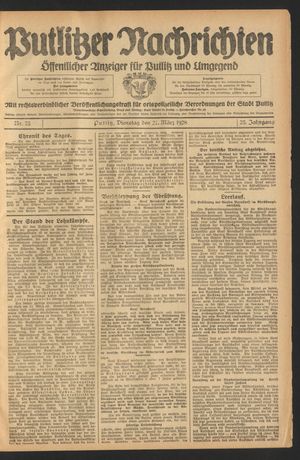 Putlitzer Nachrichten vom 27.03.1928