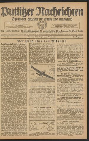 Putlitzer Nachrichten on Apr 17, 1928