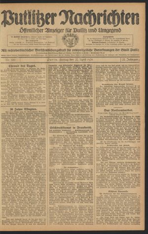 Putlitzer Nachrichten on Apr 27, 1928
