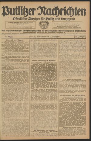 Putlitzer Nachrichten vom 12.05.1928