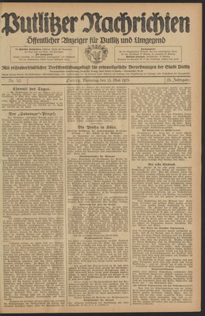 Putlitzer Nachrichten on May 15, 1928