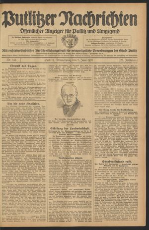 Putlitzer Nachrichten on Jun 7, 1928
