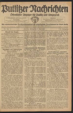 Putlitzer Nachrichten vom 08.06.1928