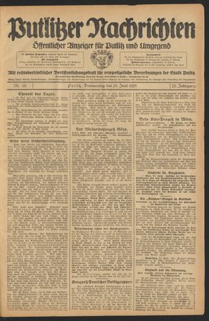 Putlitzer Nachrichten on Jun 28, 1928