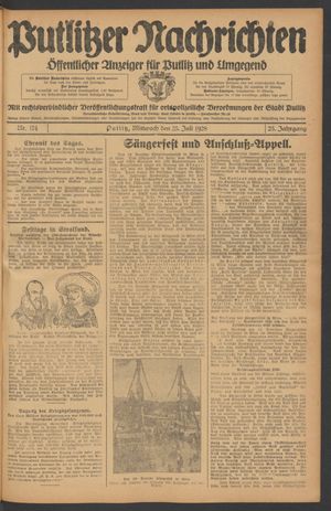 Putlitzer Nachrichten vom 25.07.1928
