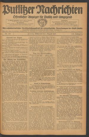 Putlitzer Nachrichten vom 01.08.1928