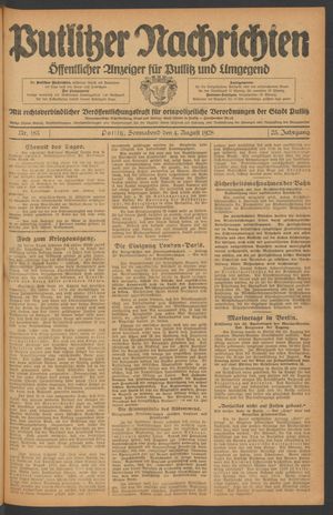 Putlitzer Nachrichten vom 04.08.1928