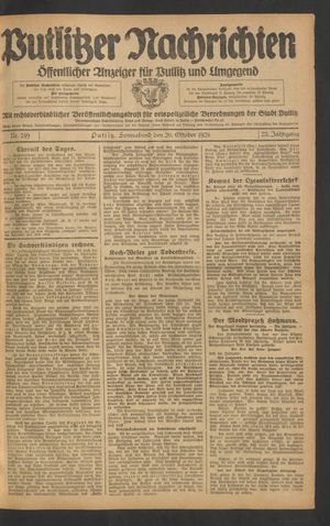 Putlitzer Nachrichten vom 20.10.1928