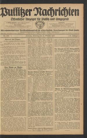 Putlitzer Nachrichten vom 21.10.1928