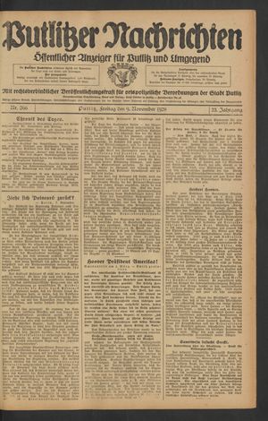 Putlitzer Nachrichten vom 09.11.1928