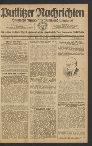 Putlitzer Nachrichten vom 27.11.1928