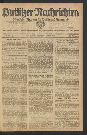 Putlitzer Nachrichten vom 18.12.1928