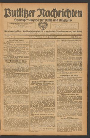 Putlitzer Nachrichten vom 08.01.1929