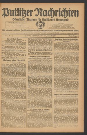 Putlitzer Nachrichten on Jan 10, 1929