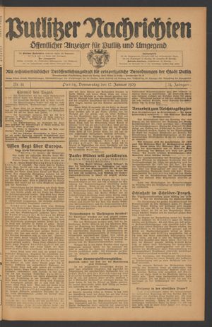 Putlitzer Nachrichten vom 17.01.1929