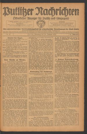Putlitzer Nachrichten on Jan 20, 1929