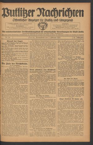 Putlitzer Nachrichten vom 02.02.1929