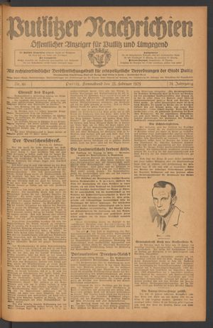 Putlitzer Nachrichten vom 23.02.1929