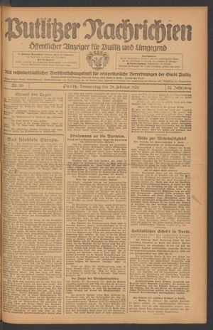 Putlitzer Nachrichten vom 28.02.1929