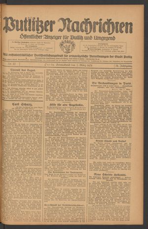 Putlitzer Nachrichten vom 02.03.1929