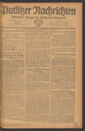 Putlitzer Nachrichten on Mar 6, 1929