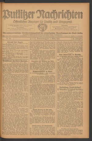 Putlitzer Nachrichten on Mar 7, 1929