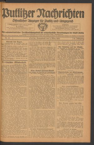 Putlitzer Nachrichten vom 09.03.1929