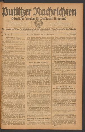 Putlitzer Nachrichten vom 10.03.1929